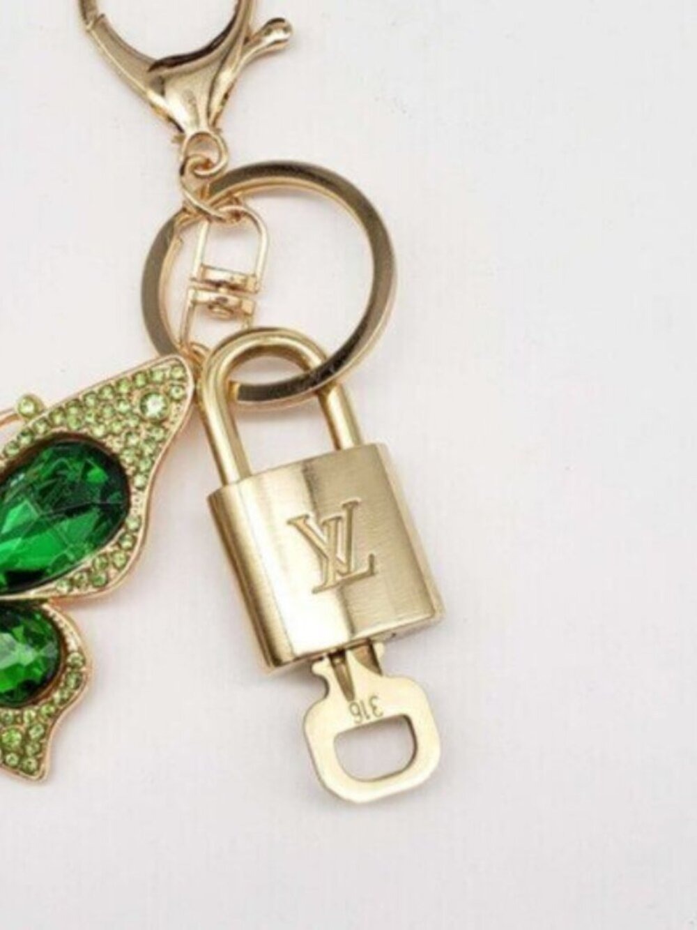 Louis Vuitton Gold Lock 🔒 Authentic LV Key + Unbranded Butterfly Bag Charm - Picture 6 of 8